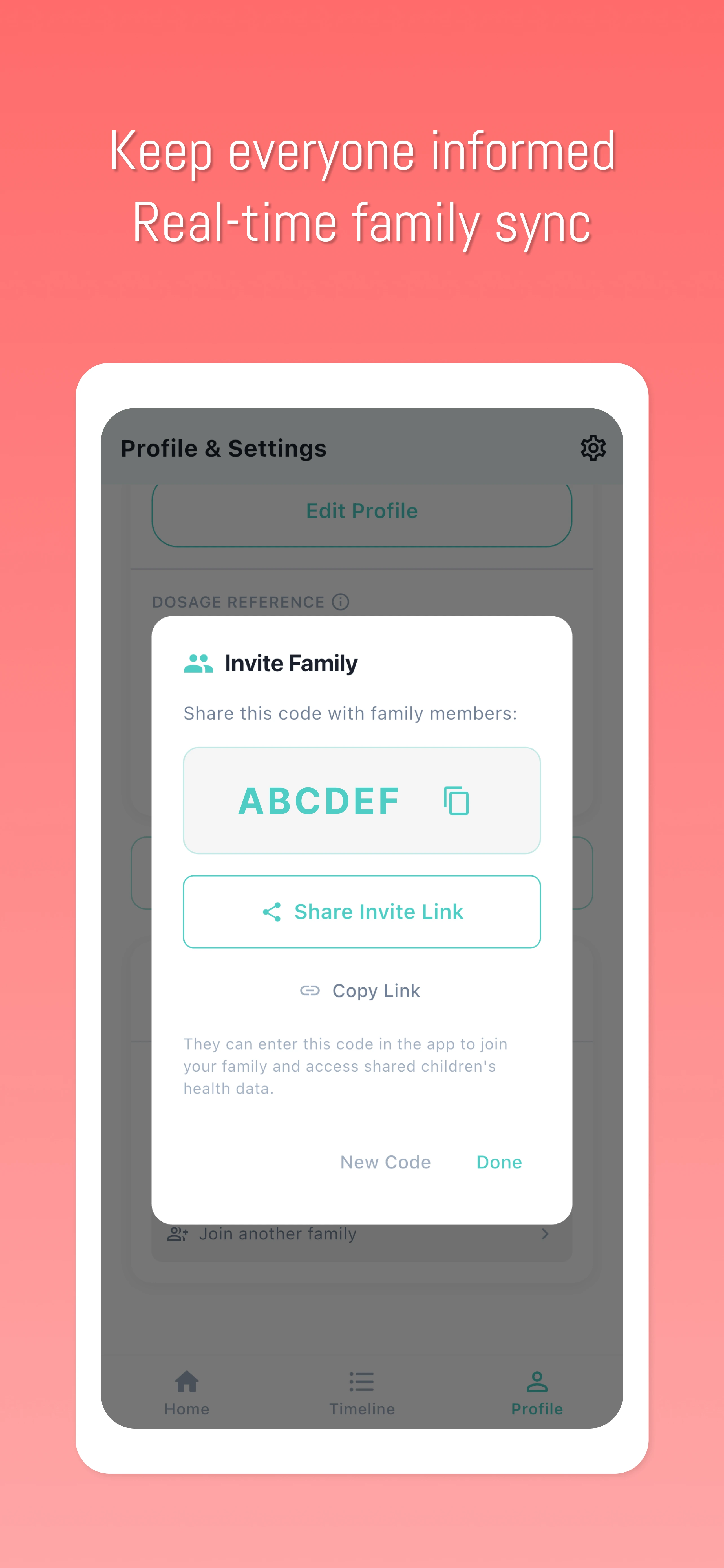 Tempy — Family sharing with 6-digit invite code